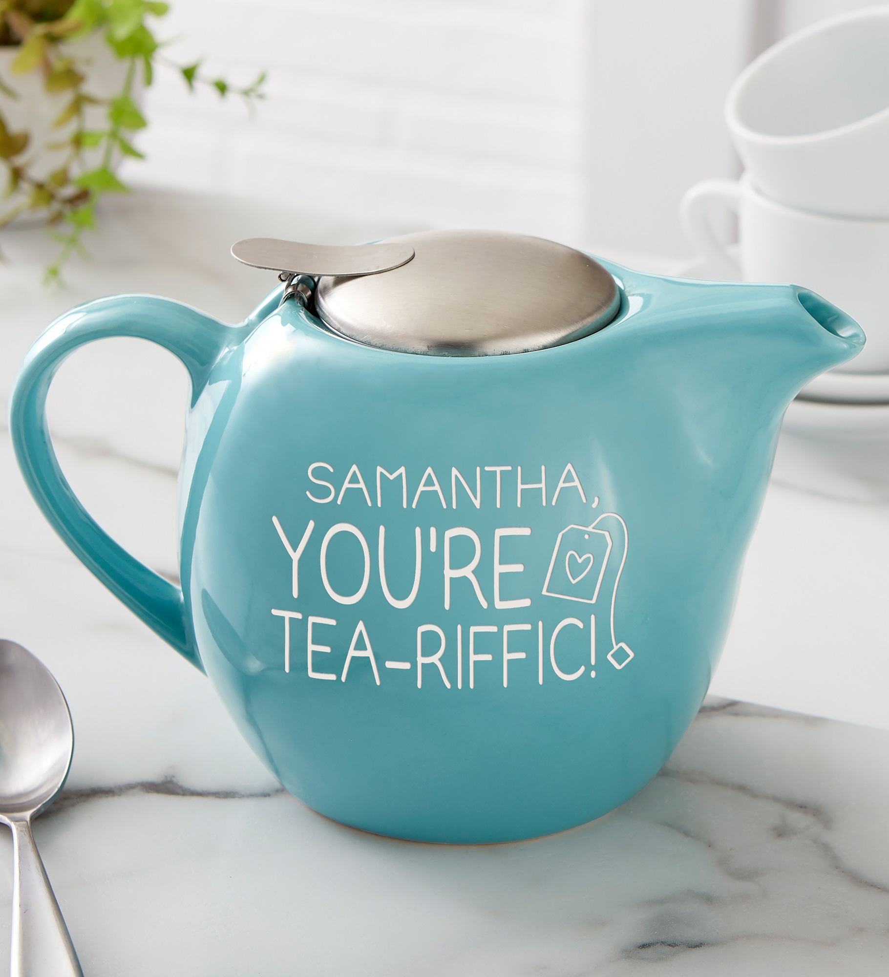 Teariffic Personalized 30 oz. Turquoise Teapot